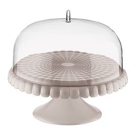 Блюдо для торта с крышкой Tiffany, 30 см, серо-бежевое, Guzzini