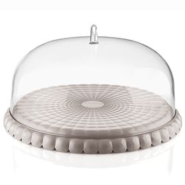 Блюдо сервировочное с крышкой Tiffany, 30 см, серо-бежевое, Guzzini
