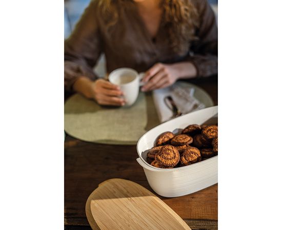 Хлебница с бамбуковой крышкой Tierra, 31,5х16,4х12,9 см, молочная, Guzzini, изображение 2