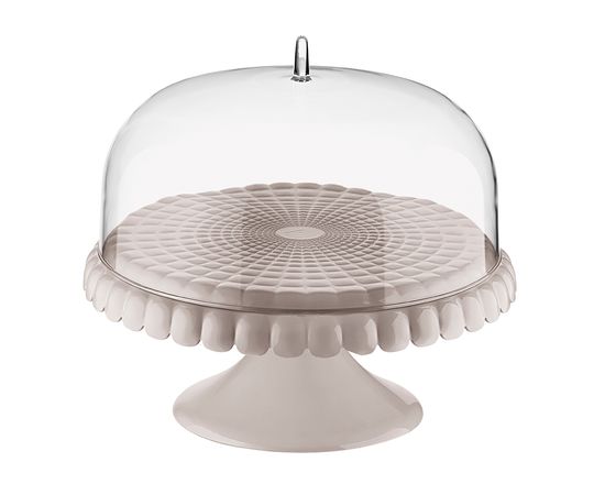 Блюдо для торта с крышкой Tiffany, 30 см, серо-бежевое, Guzzini