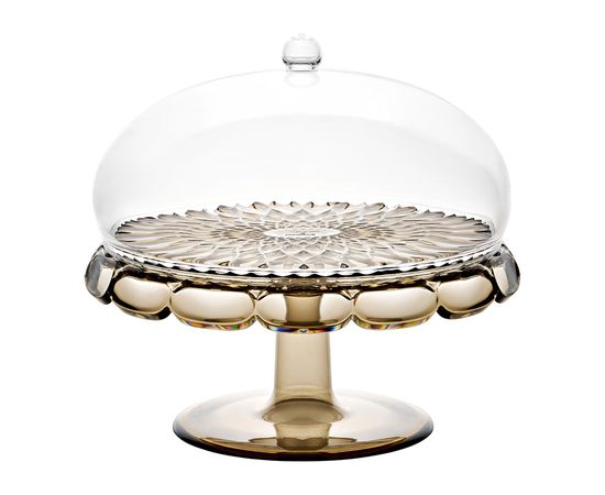 Блюдо для торта с крышкой Vanity, 30 см, коричневое, Guzzini