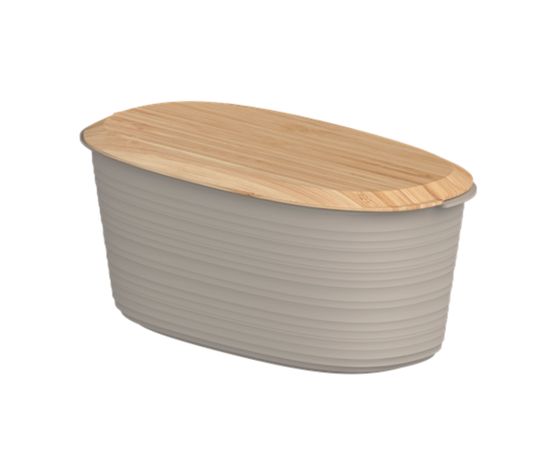 Хлебница с бамбуковой крышкой Tierra, 31,5х16,4х12,9 см, серо-бежевая, Guzzini