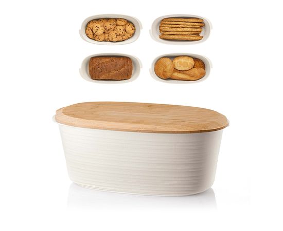 Хлебница с бамбуковой крышкой Tierra, 31,5х16,4х12,9 см, молочная, Guzzini, изображение 5