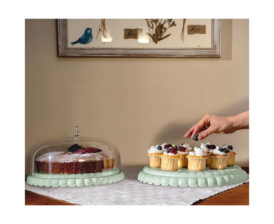 Блюдо сервировочное с крышкой Tiffany, 30 см, зеленое, Guzzini, изображение 2