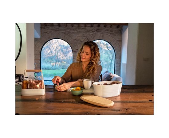 Хлебница с бамбуковой крышкой Tierra, 31,5х16,4х12,9 см, серо-бежевая, Guzzini, изображение 7