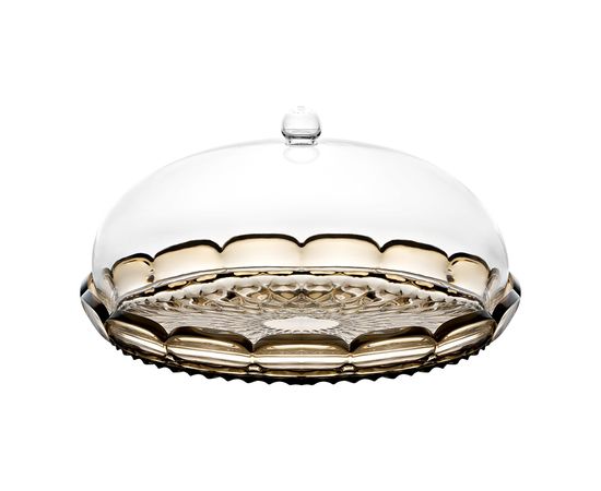 Блюдо сервировочное с крышкой Vanity, 30 см, коричневое, Guzzini