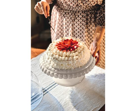 Блюдо для торта с крышкой Tiffany, 30 см, серо-бежевое, Guzzini, изображение 4