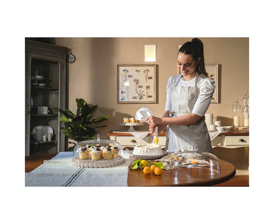 Блюдо сервировочное с крышкой Tiffany, 30 см, серо-бежевое, Guzzini, изображение 2