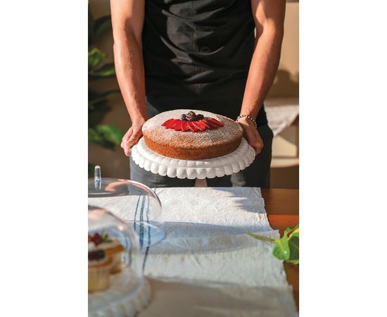 Блюдо сервировочное с крышкой Tiffany, 36 см, серо-бежевое, Guzzini, изображение 3