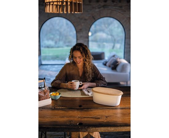 Хлебница с бамбуковой крышкой Tierra, 31,5х16,4х12,9 см, молочная, Guzzini, изображение 12