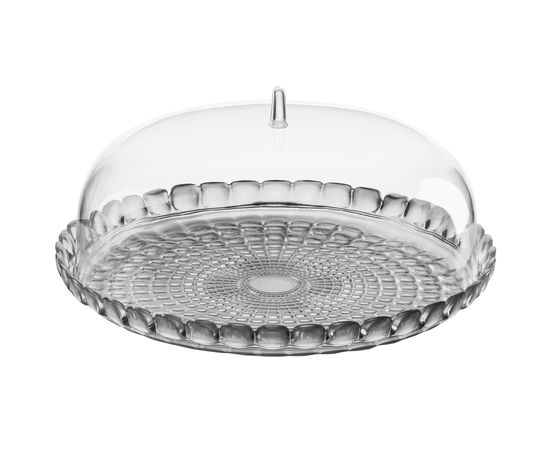 Блюдо сервировочное с крышкой Tiffany, 36 см, серое, Guzzini
