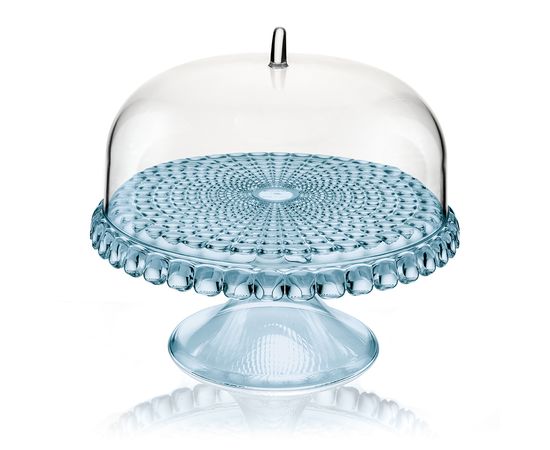 Блюдо для торта с крышкой, Tiffany, ?30 см, голубое, Guzzini