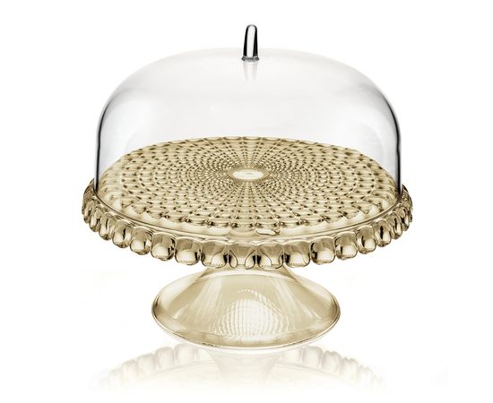 Блюдо для торта с крышкой, Tiffany, ?30 см, бежевое, Guzzini