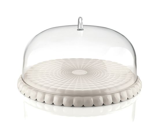 Блюдо сервировочное с крышкой Tiffany, 30 см, молочно-белое, Guzzini