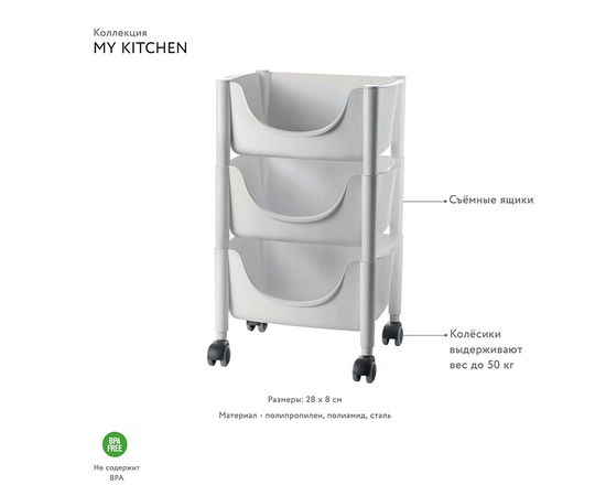 Полки для хранения овощей My Kitchen, серые, Guzzini, изображение 2