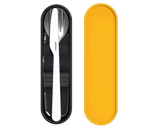 Набор столовых приборов в футляре On The Go, оранжевый, 3 шт., Guzzini, изображение 3