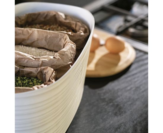 Хлебница с бамбуковой крышкой Tierra, 10 л, молочно-белая, Guzzini, изображение 3