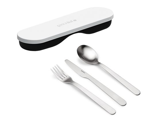 Набор столовых приборов в футляре On The Go, белый, 3 шт., Guzzini