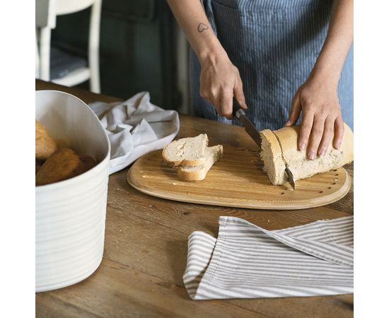 Хлебница с бамбуковой крышкой Tierra, 10 л, молочно-белая, Guzzini, изображение 2